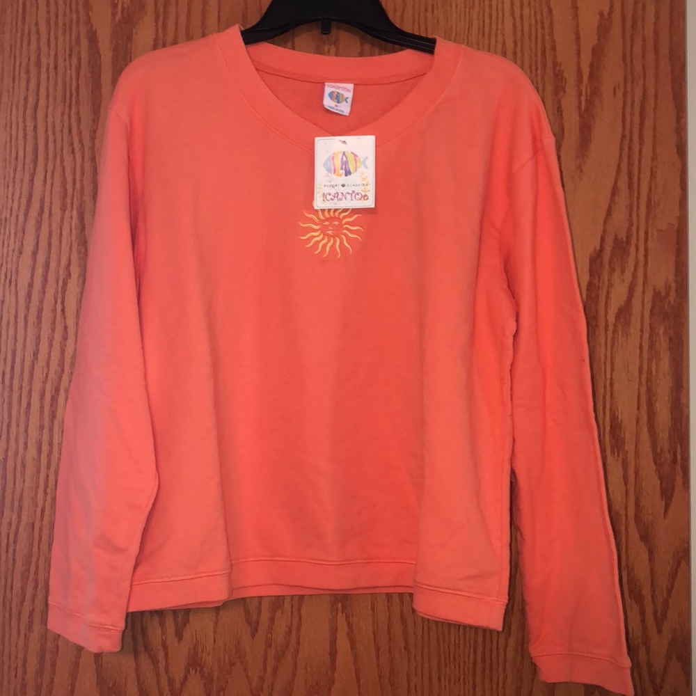 NWT orange crewneck with sun design